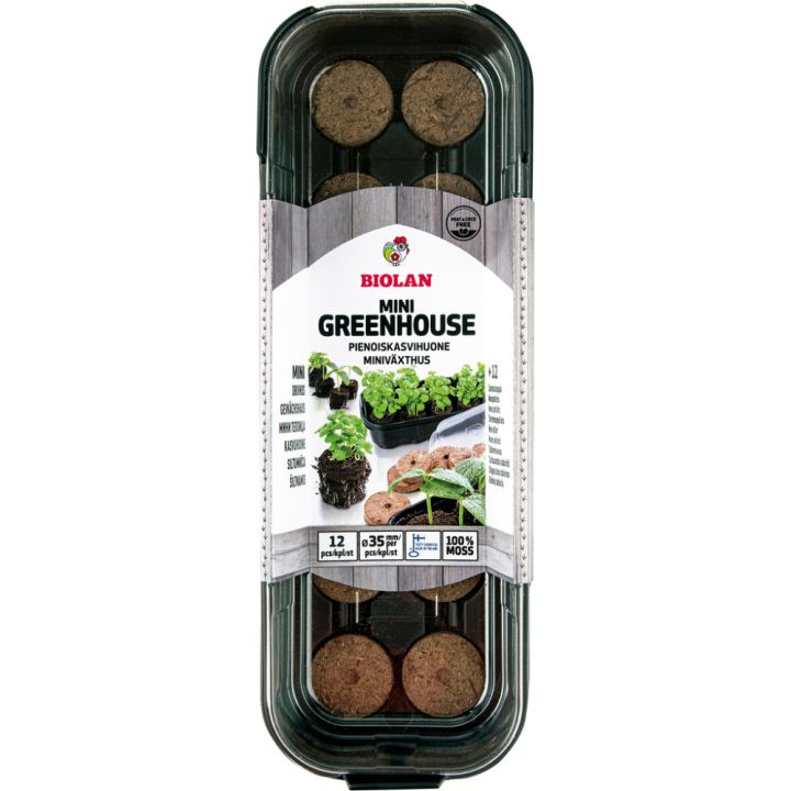 Toakasvuhoone Biolan Mini 12 -turbatabletiga