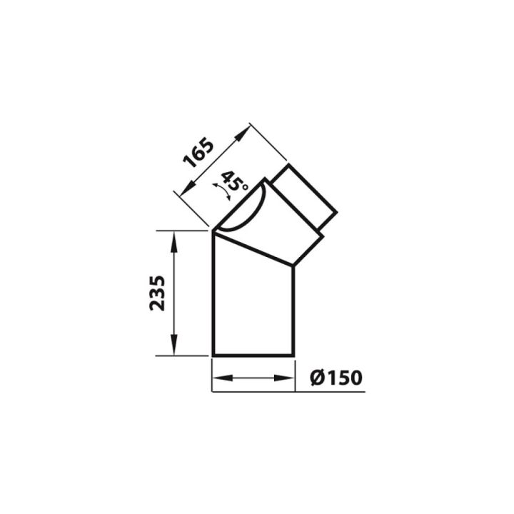 Suitsutoru põlv Aduro Ø 150 mm 45° puhastusluugiga