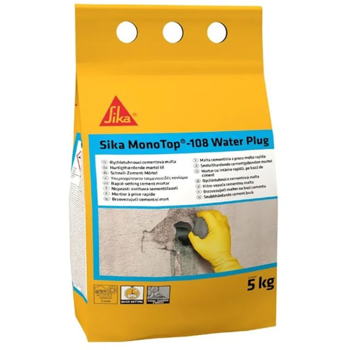 Kiirkõvenev segu lekkekohtade sulgemiseksSika MonoTop® 108 Water Plug