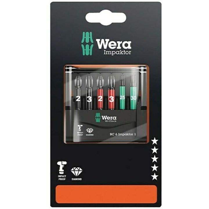 Otsikute komplekt Wera Mini-Check Impaktor 4; 6 tk