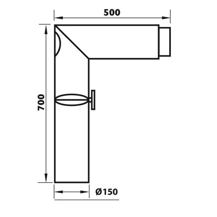 Suitsutoru põlv Aduro Ø150 mm 90° puhastusluugiga