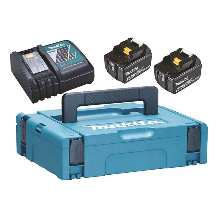 Akude ja laadija komplekt Makita 18 V + 2 x 5,0 Ah