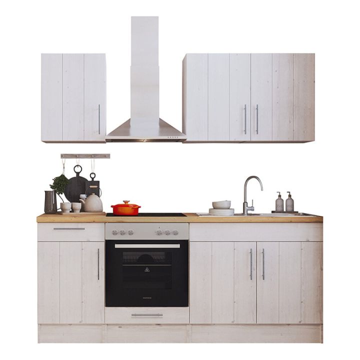 Köögikomplekt Respekta Country 2,1 m, valge, keraamiline pliit