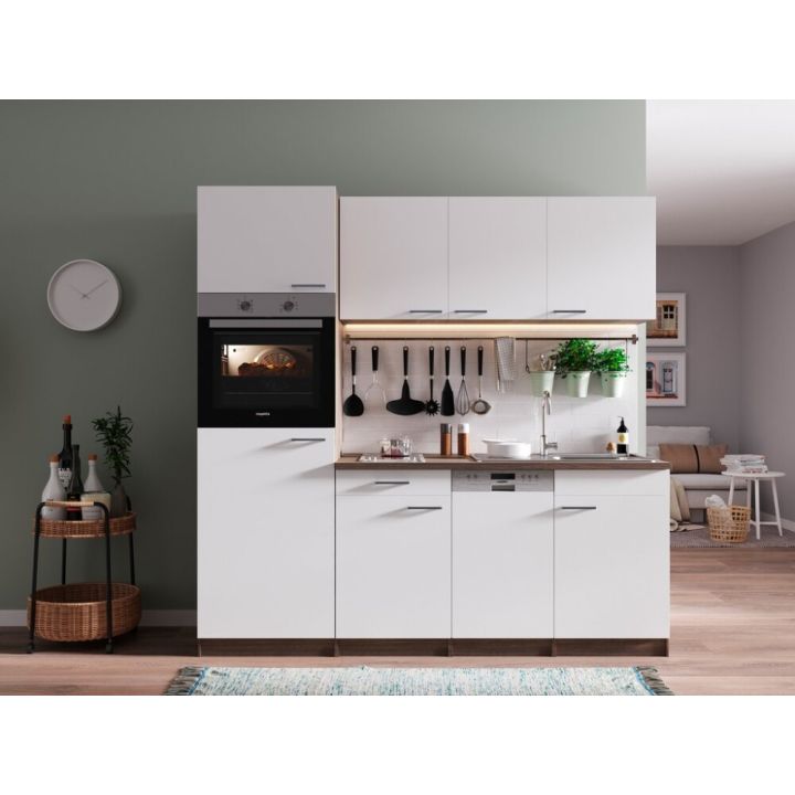 Miniköök Oliver Respekta 2,05 m valge, keraamilise pliidiga