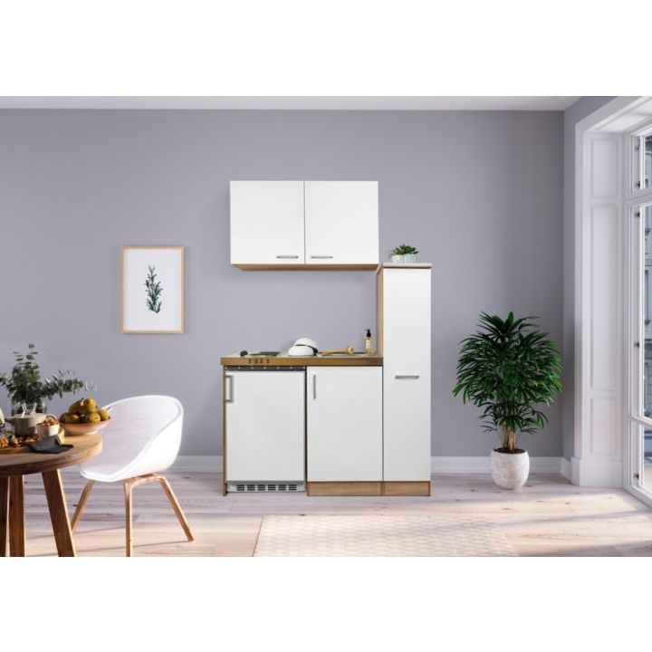 Miniköök Respekta MK130ESWOSS 1,3 m valge/pruun