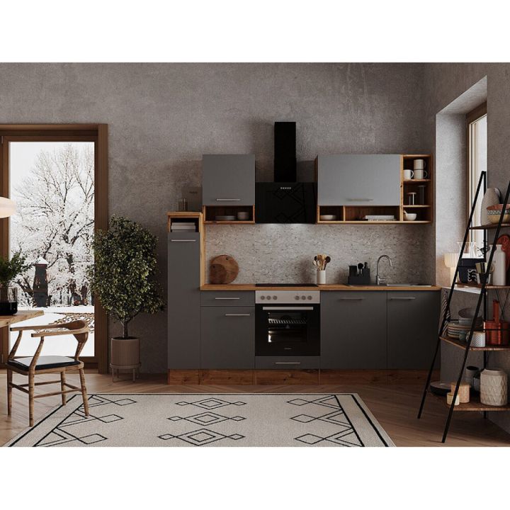 Miniköök Hilde Respekta 2,5 m hall/tamm, keraamilise pliidiga