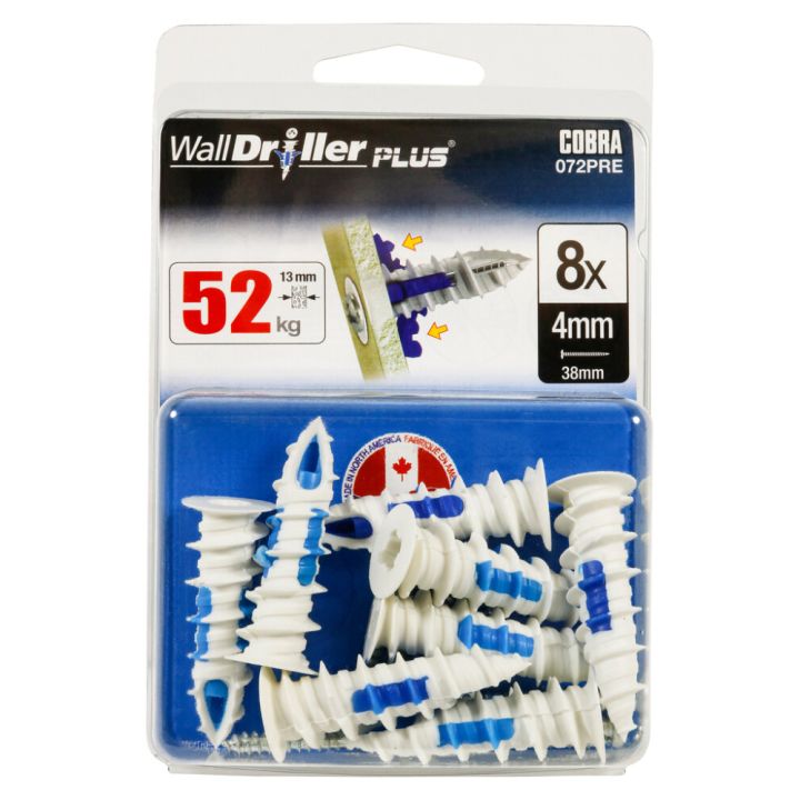 Kipspladitüübel Cobra WallDriller Plus 4 mm 8 tk
