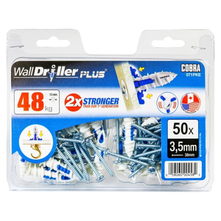 Kipsplaaditüübel Cobra WallDriller Plus 2,5 mm 50 tk