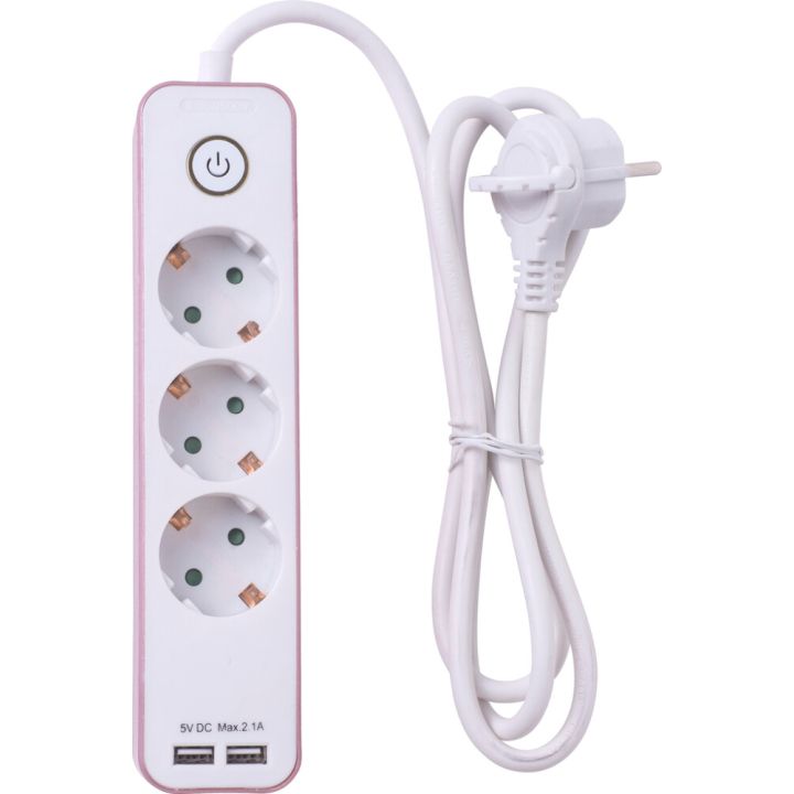 Pikendusjuhe Airam 2 x USB 1,4 m, 3-osaline