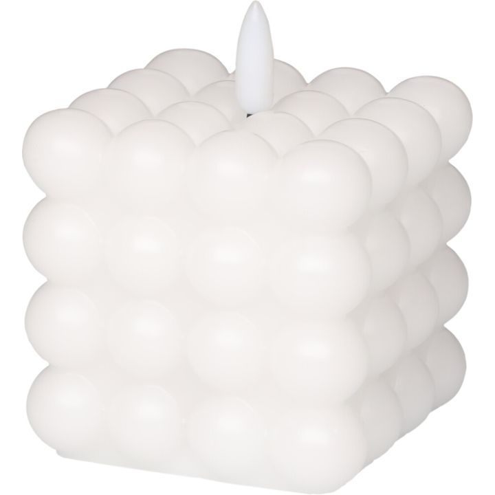 Küünal Bubble LED 3D leegiga 7,5 x 7,5 x 9 cm, valge