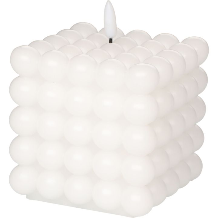 Küünal Bubble LED 3D leegiga 10 x 10 x 12,5 cm, valge