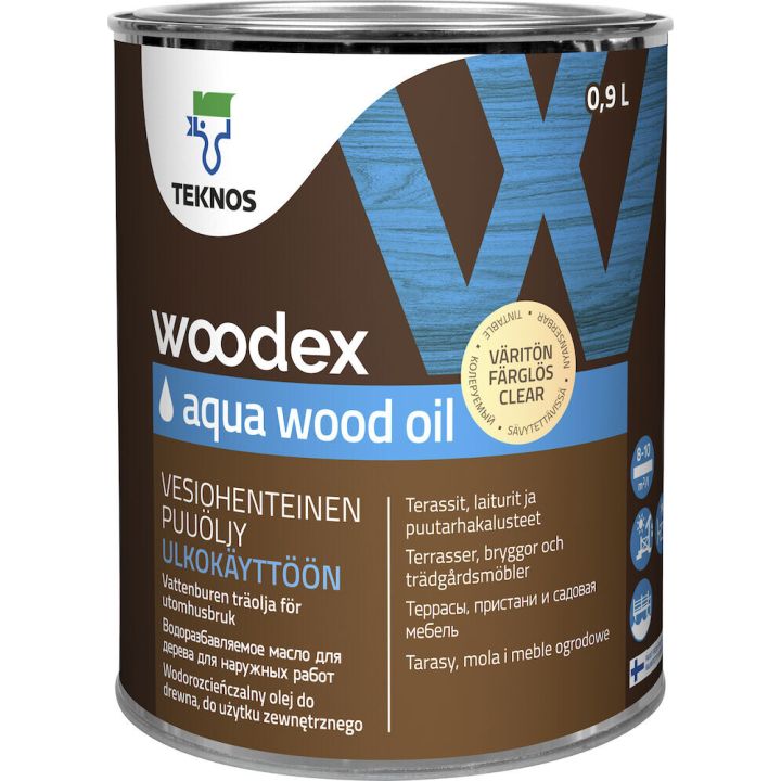 Puiduõli Teknos Woodex Aqua Wood Oil, värvitu 9 l 0,9 l