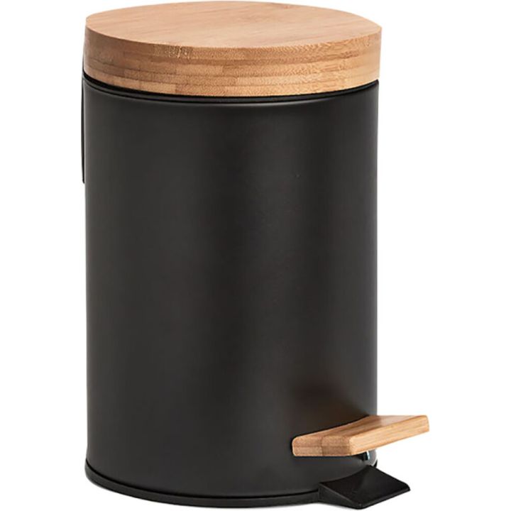 Prügikast pedaaliga Zeller 3 l must/bambus