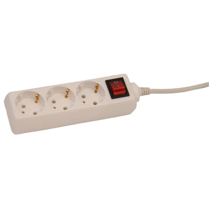 Pikendusjuhe lülitiga Acuma 4-pesaga H05VV-F 3G1,5 mm valge 3 m