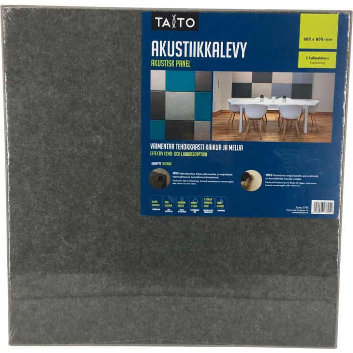 Akustiline plaat 600 x 600 x 9 mm, tumehall