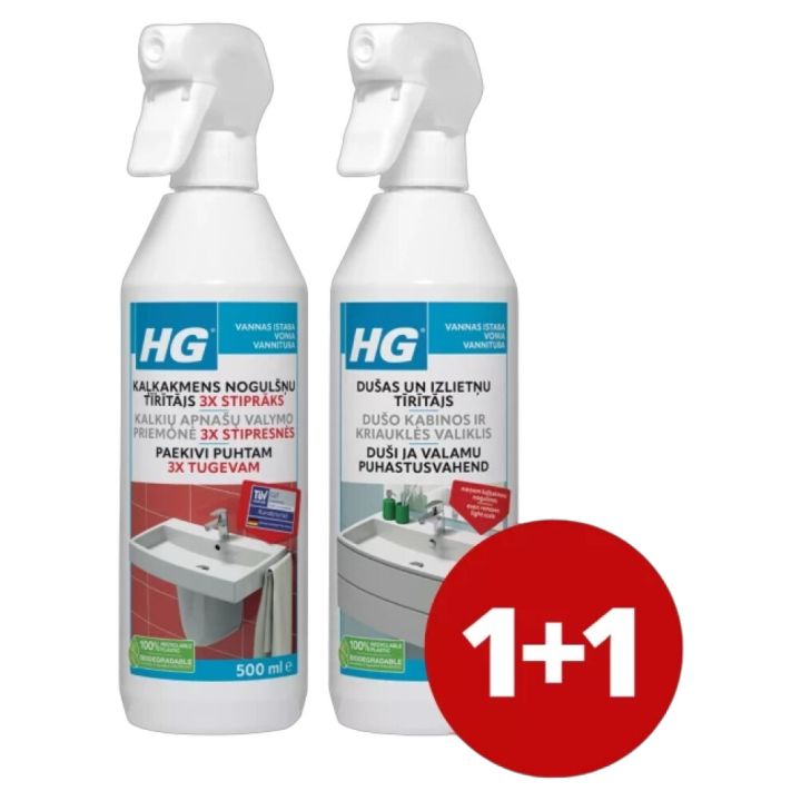 HG katlakivi eemaldaja 0,5 l+HG Duši- ja valamupuhastusvahend 0,5 l