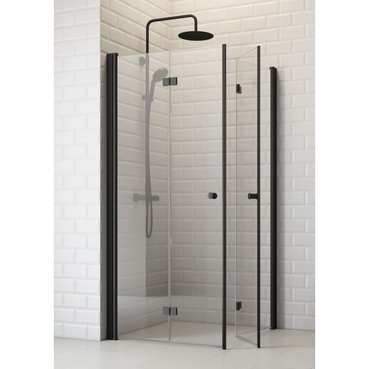 Dušinurk Corniche Elsa kokkuvolditavate ustega 90 x 90 cm must