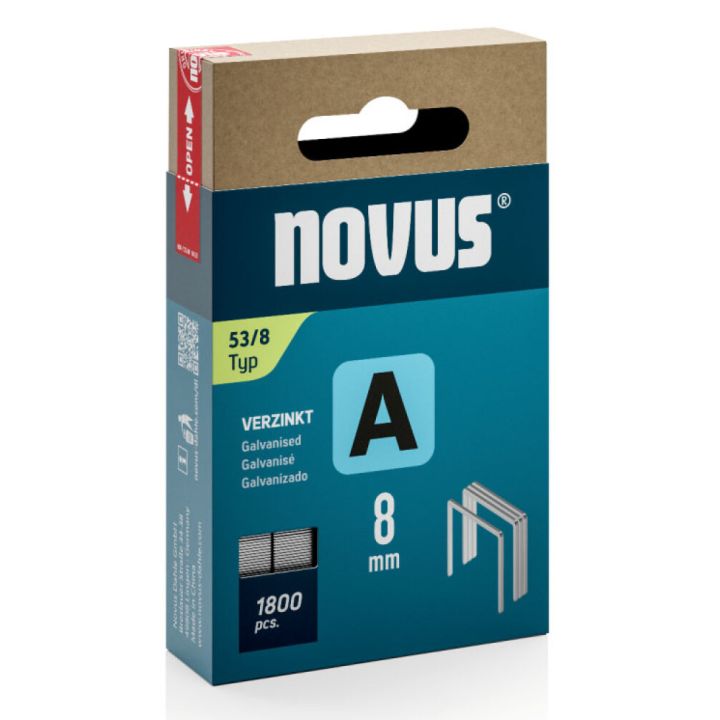 Klambrid Novus A53/8 mm tsingitud 1800 tk