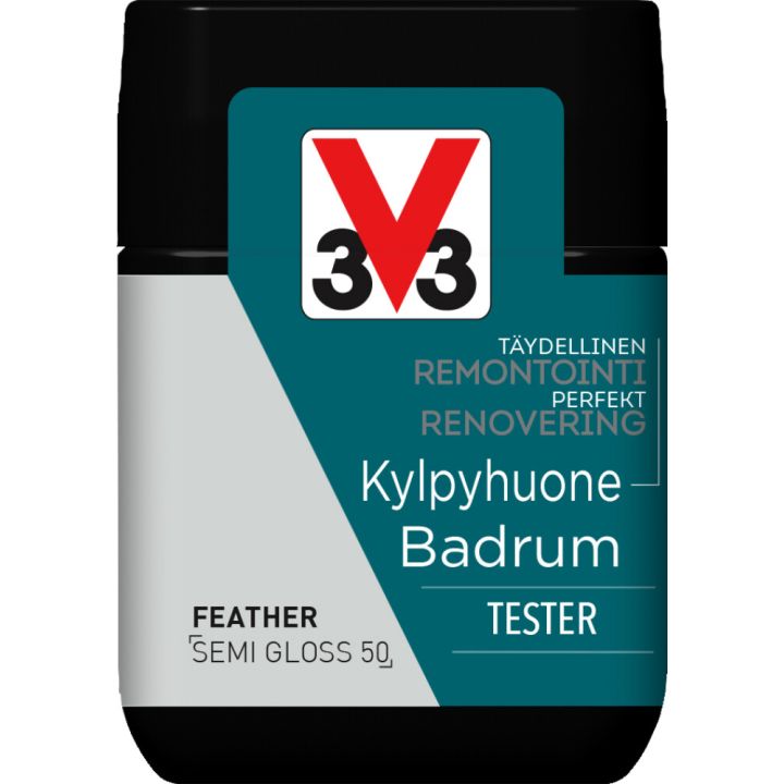 Keraamiliste plaatide värv V33 Kylpyhuone Feather tester