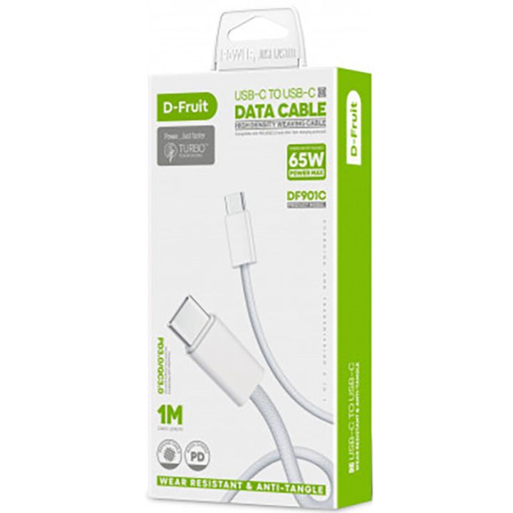 Kaabel USB-C - USB-C  D-Fruit 1m, valge