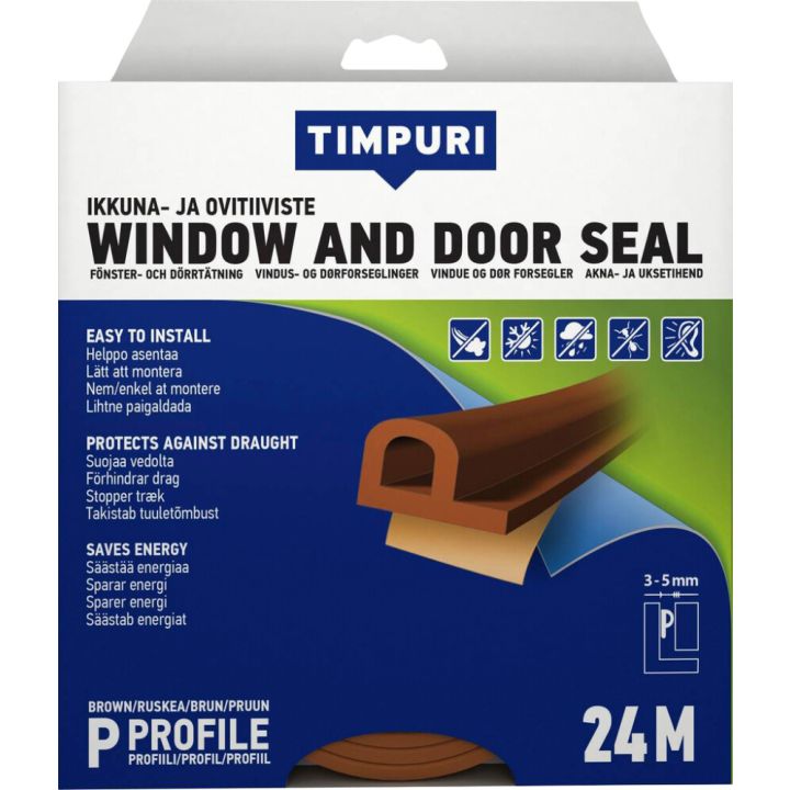 Akna- ja uksetihend Timpuri P-profiil, pruun