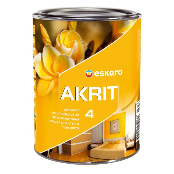 Lae- ja seinavärv Akrit 4 A valge 0,95 l