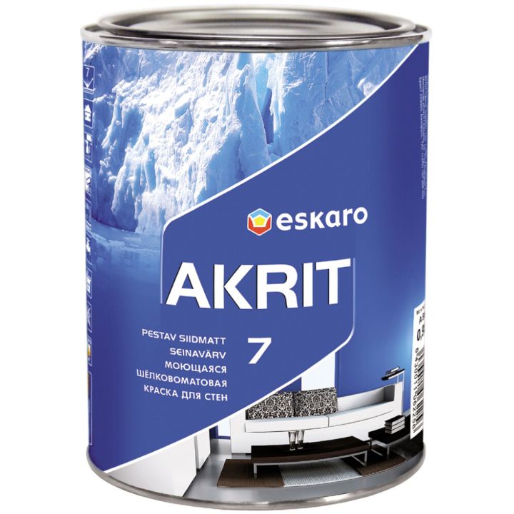 Seinavärv Eskaro Akrit 7 A valge 0,95 l