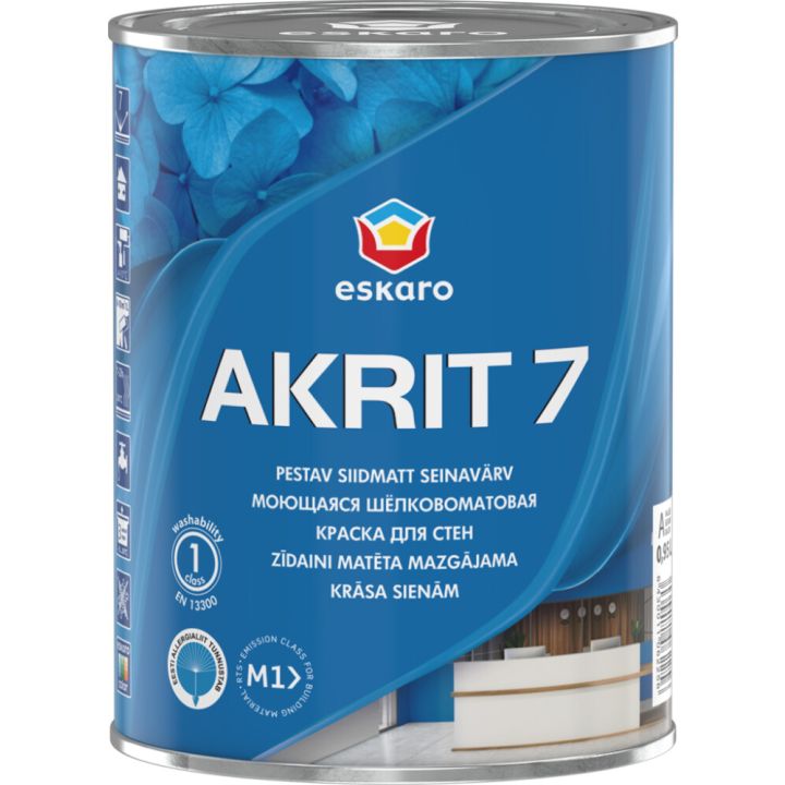 Seinavärv Eskaro Akrit 7 A valge 0,95 l