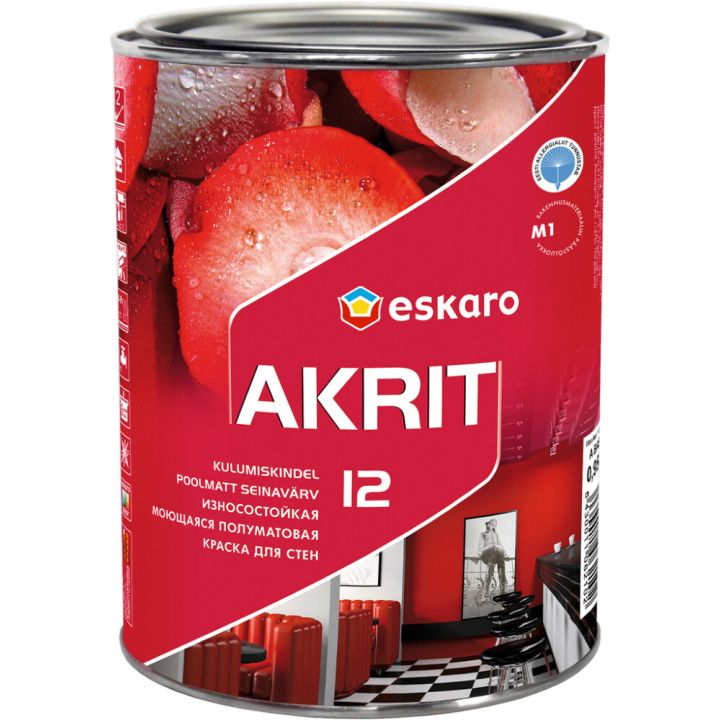 Seinavärv Eskaro Akrit 12 A valge 0,95 l