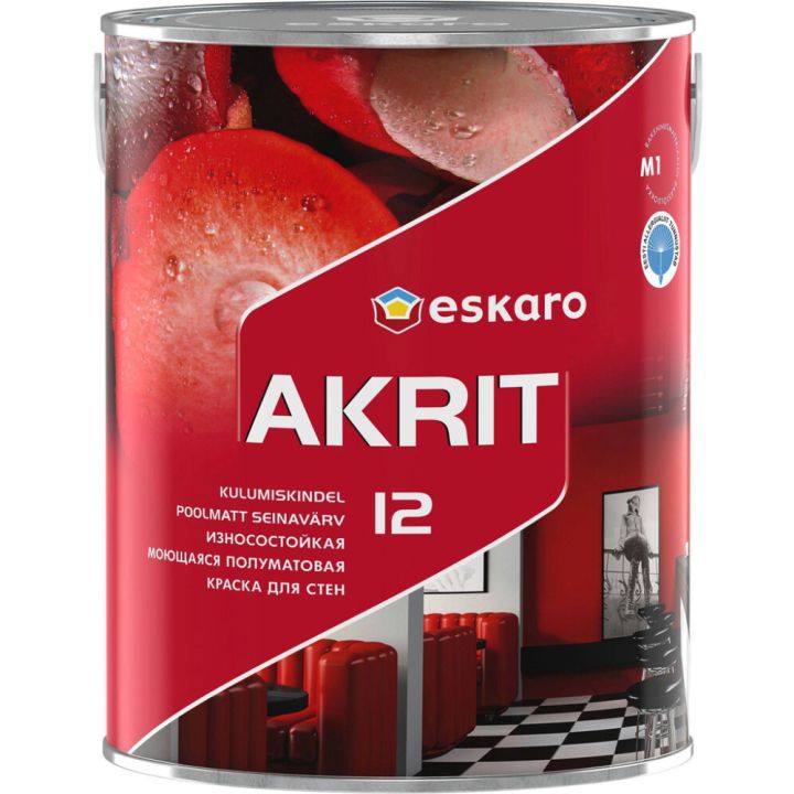 Seinavärv Eskaro Akrit 12 A valge 2,85 l