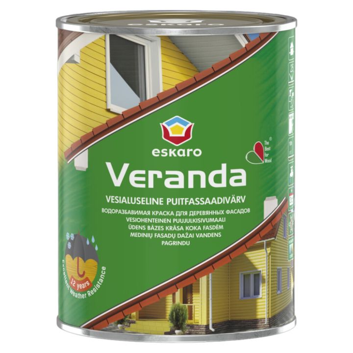 Fassadivärv Eskaro Veranda 0,95 l, valge