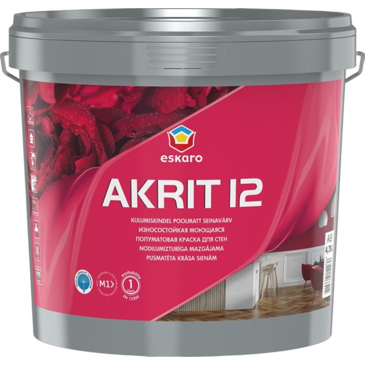 Seinavärv Eskaro Akrit 12 A valge 4,75 l