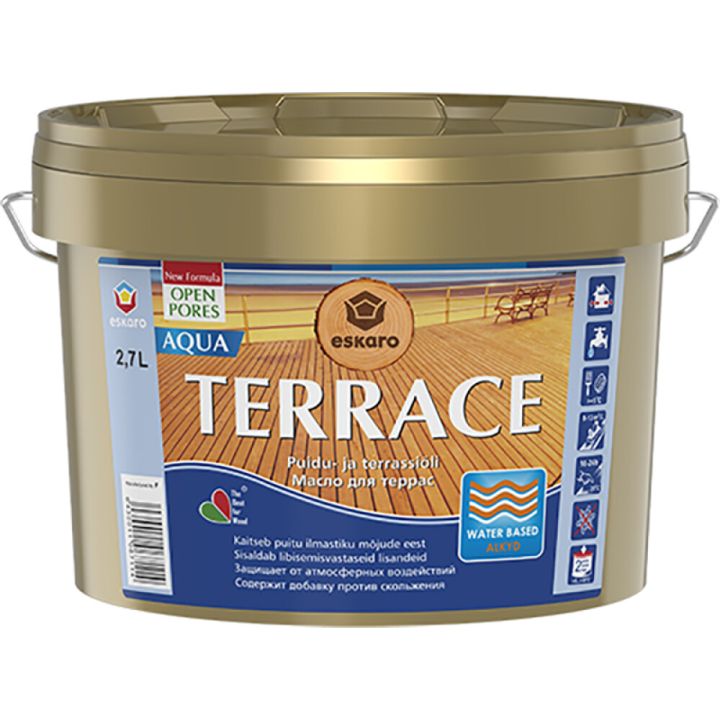 Puidu- ja terrassiõli Eskaro Terrace Aqua pruun 2,7 l