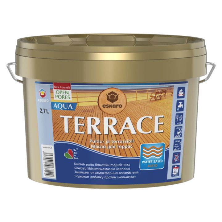 Puidu- ja terrassiõli Eskaro Terrace Aqua palisander 2,7 l