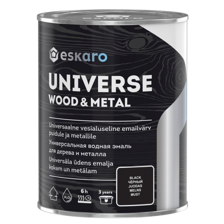 Universaalvärv Eskaro Universe Wood & Metal 0,9 l must