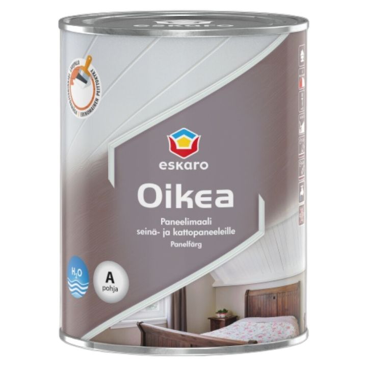 Puitlagede ja -seinte värv Eskaro Oikea Paneelimaali A valge 0,9 l