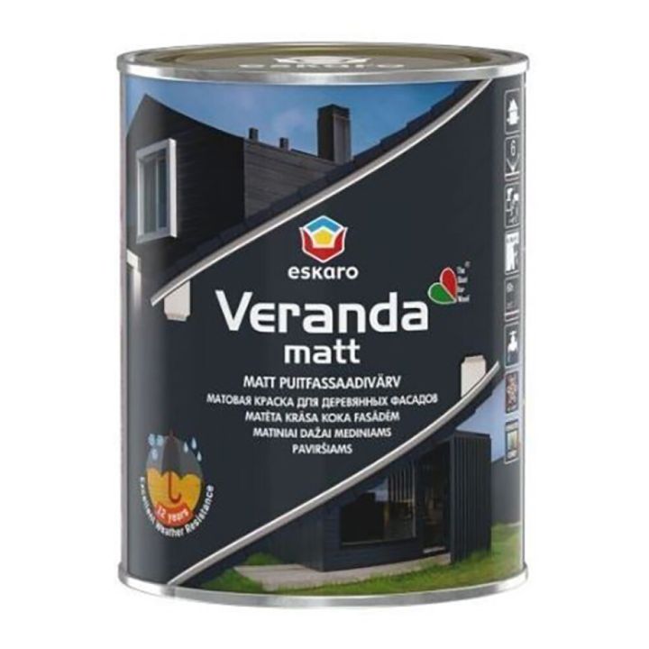 Puitfassaadivärv Eskaro Veranda matt A valge 0,9 l