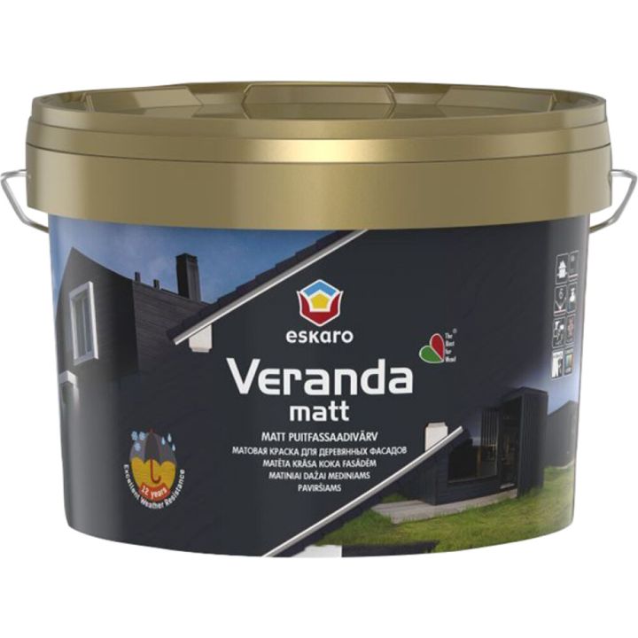 Puitfassaadivärv Eskaro Veranda matt A valge 2,7 l