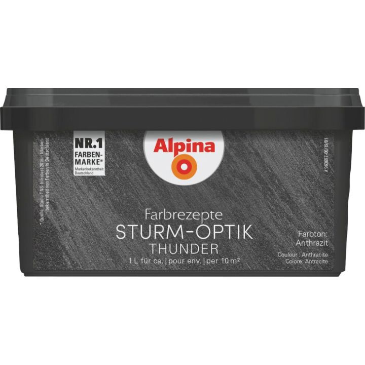 Dekoratiivvärv Alpina Farbrezepte Sturm-Optik 1 l antratsiit