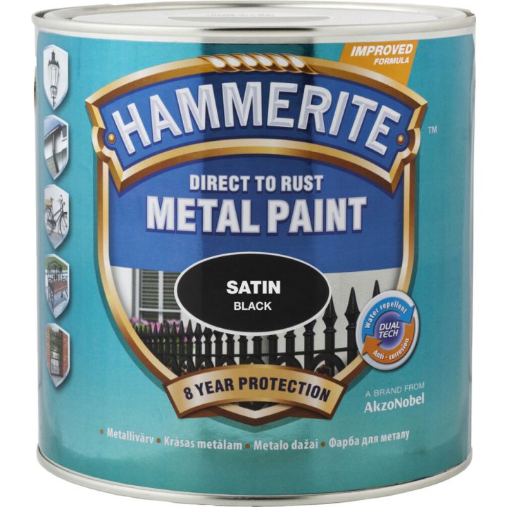 Metallivärv Hammerite Satin 750 ml, must