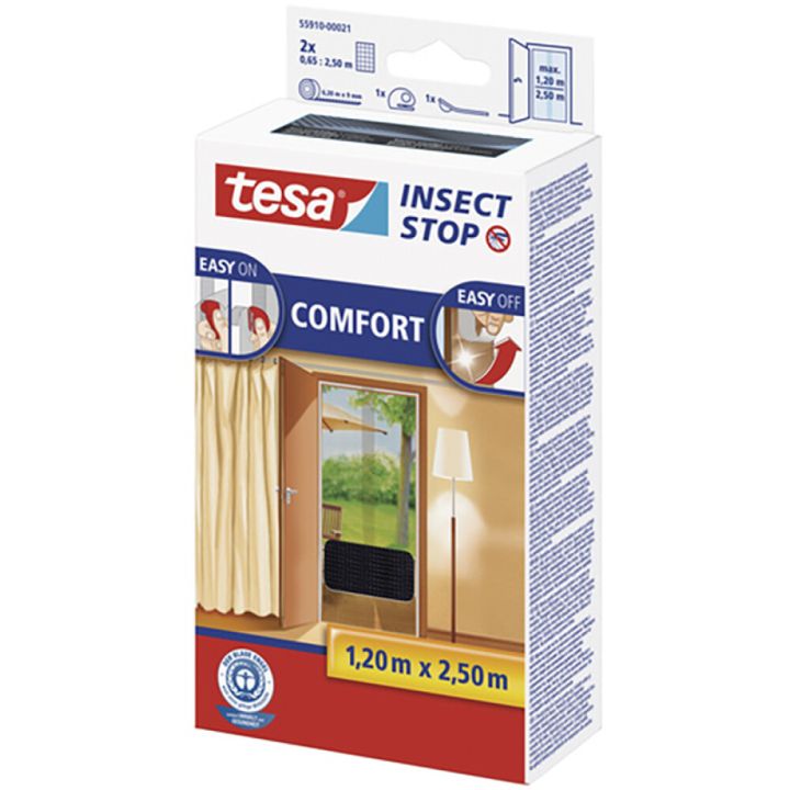 Putukavõrk uksele tesa® Insect Stop Comfort 2 x 0,65 x 2,5 m, must