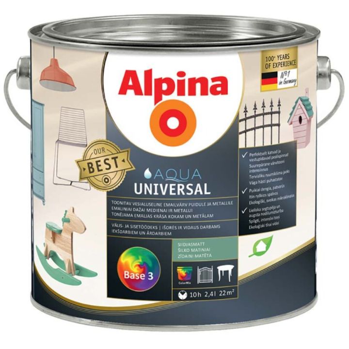 Vesialuseline emailvärv Alpina Aqua Universal siidmatt 2,4 l