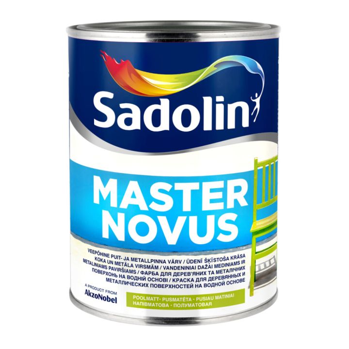 Puit- ja metallpinna värv Sadolin Master Novus BW poolmatt valge 1 l