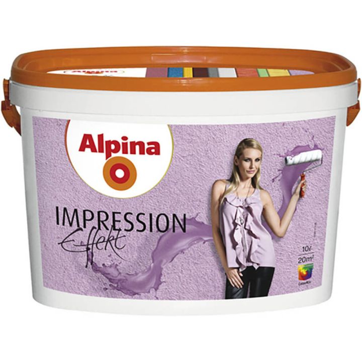 Struktuurvärv Alpina suureteraline Effekt Impression Base 10 l, valge