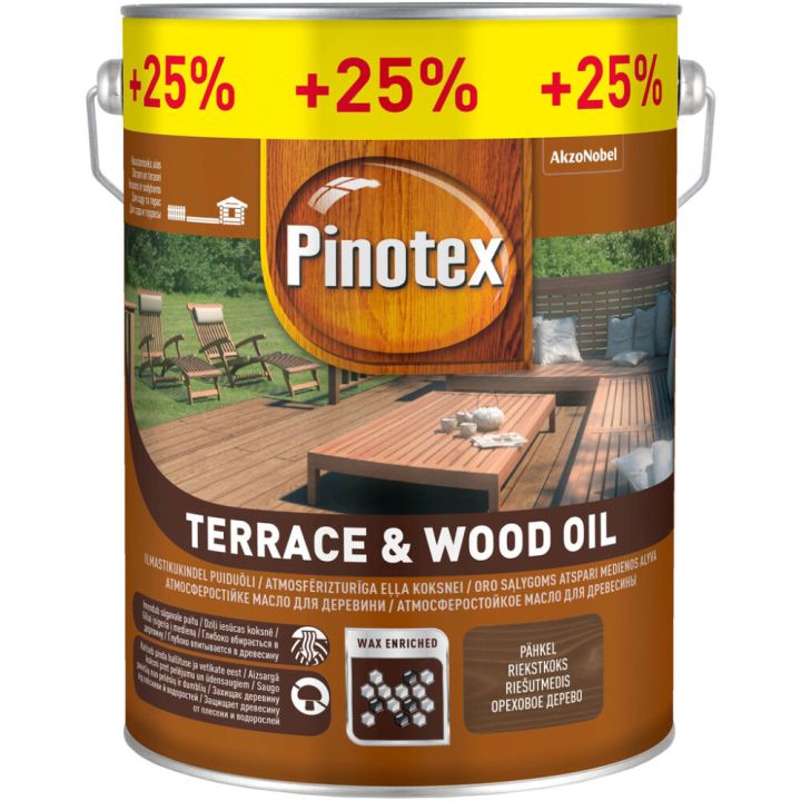 Puiduõli Pinotex Terrace & Wood Oil 4 + 1 l, pähkel