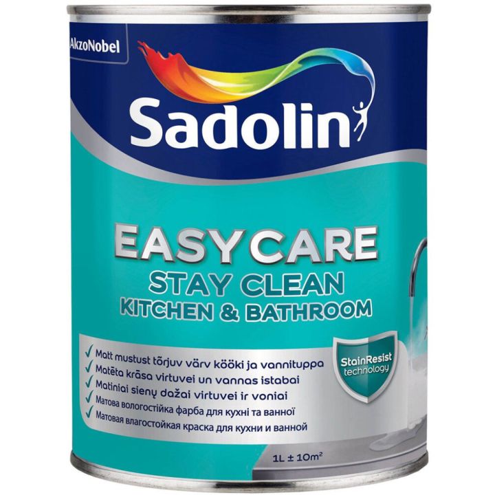 Köögi- ja vannitoa seinavärv Sadolin EasyCare Kitchen & Bathroom BW valge 1 l