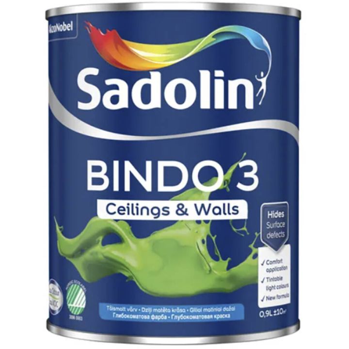 Lae- ja seinavärv Sadolin Bindo 3 BW valge 0,9 l