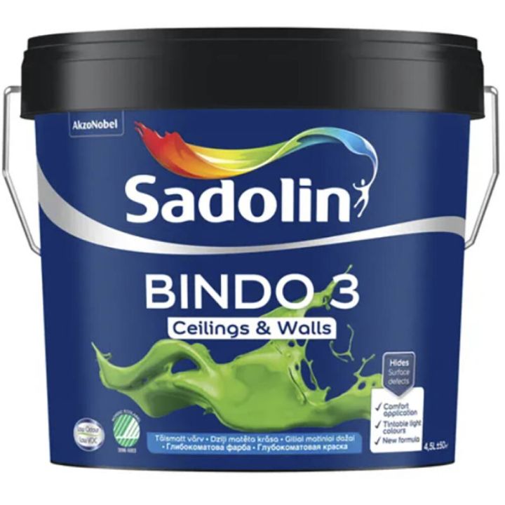 Lae- ja seinavärv Sadolin Bindo 3 BW valge 4,5 l