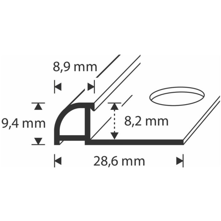 Plaadiliist PVC hallikasvalge, 8 x 2500 mm