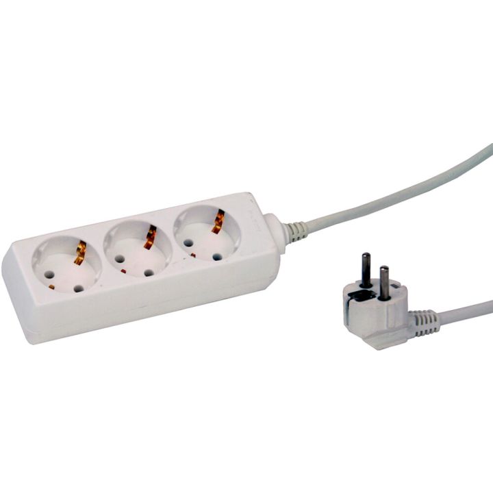 Pikendusjuhe maandusega Acuma 3-pesaga H05VV-F 3G1,0 valge 1,5 m